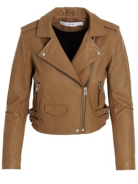 IRO Camel Leather Moto Jacket